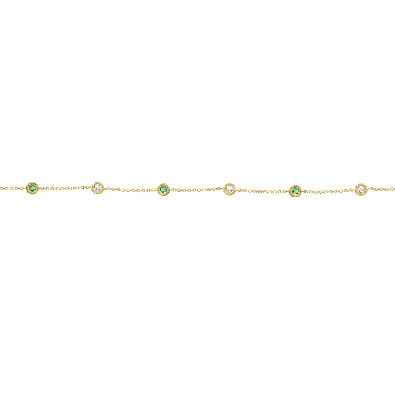 14K GOLD DIAMOND AND EMERALD BY THE YARD BRACELET