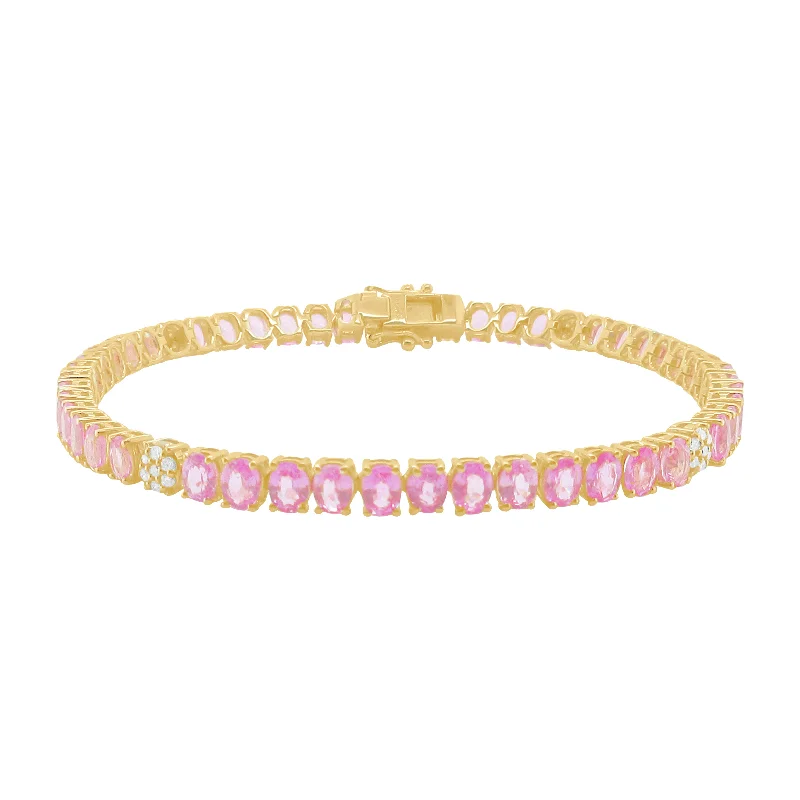 14K GOLD DIAMOND AND PINK SAPPHIRE MEDIUM RENA TENNIS BRACELET