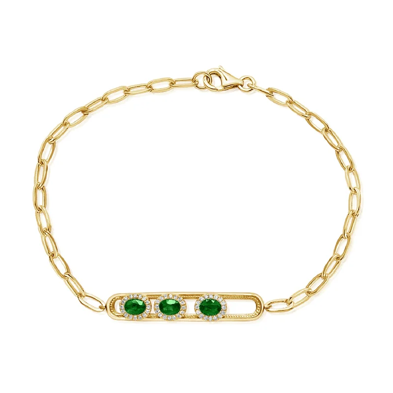 14K GOLD DIAMOND EMERALD SIMA SLIDER BRACELET