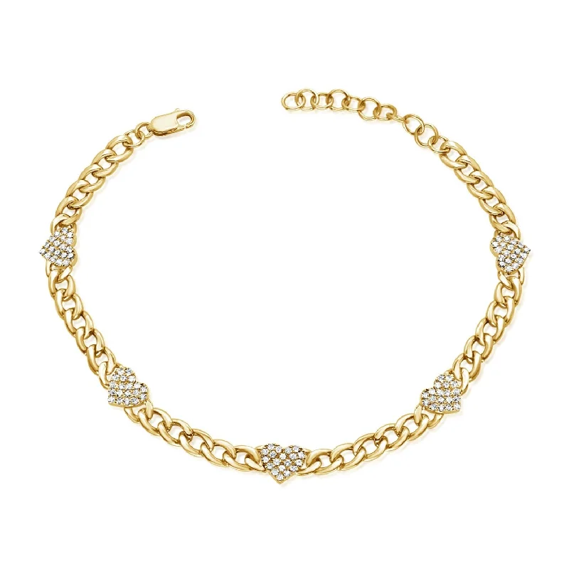 14K GOLD DIAMOND MEDIUM DANIELLE HEART BRACELET