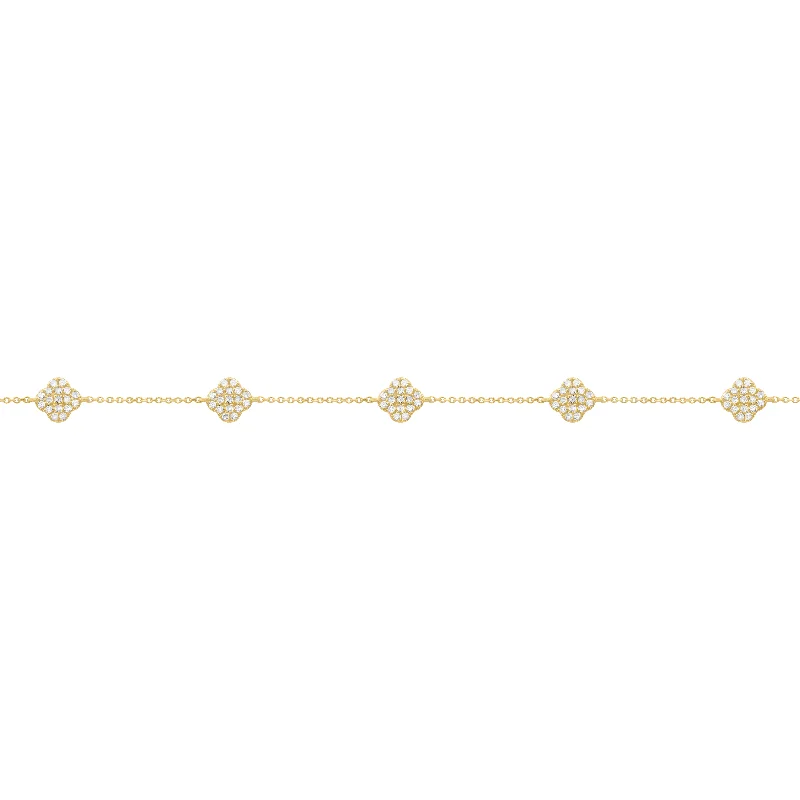 14K GOLD DIAMOND MINI CLOVER BRACELET