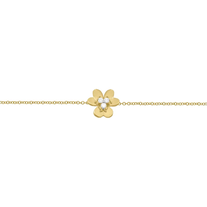 14K GOLD DIAMOND SMALL BELLA FLOWER BRACELET