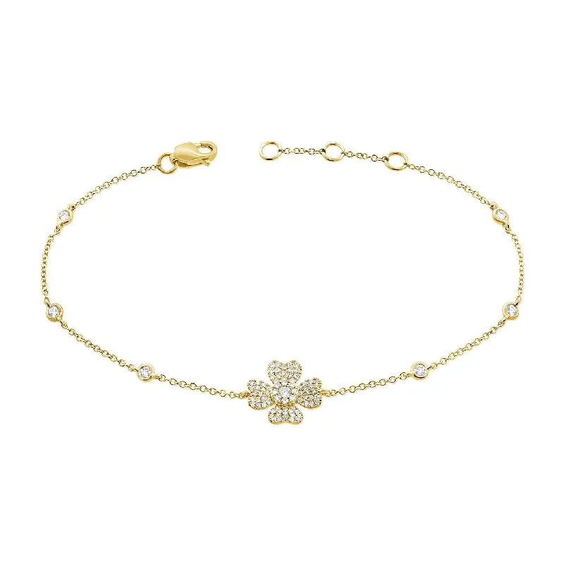 14K GOLD DIAMOND TORI FLOWER BRACELET