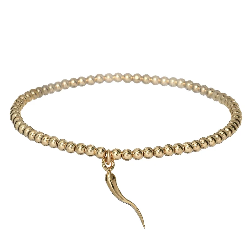 bara boheme | "ITALIAN HORN" Charm on Gold-Filled ball beaded Bracelet