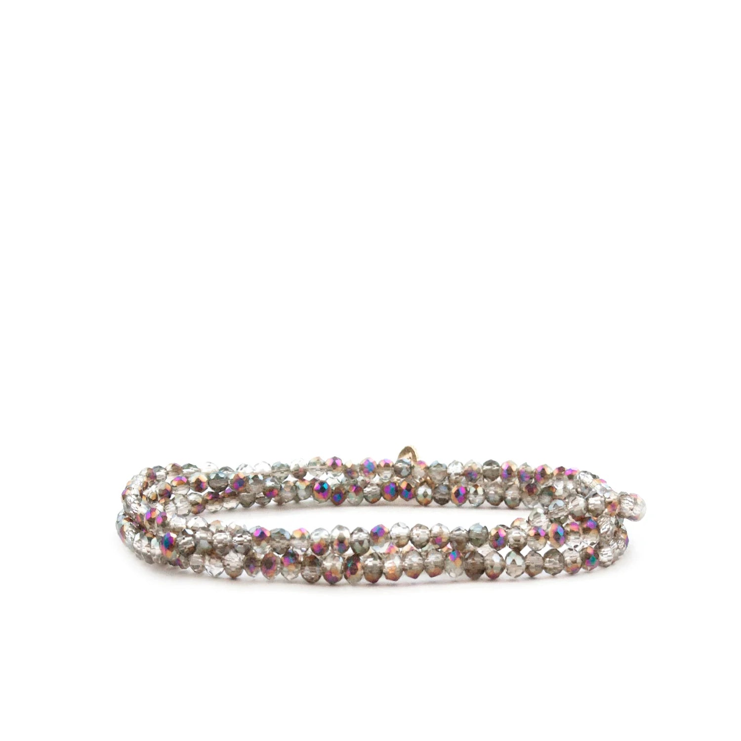 Crystal Beaded Stretch Bracelet - Rose AB