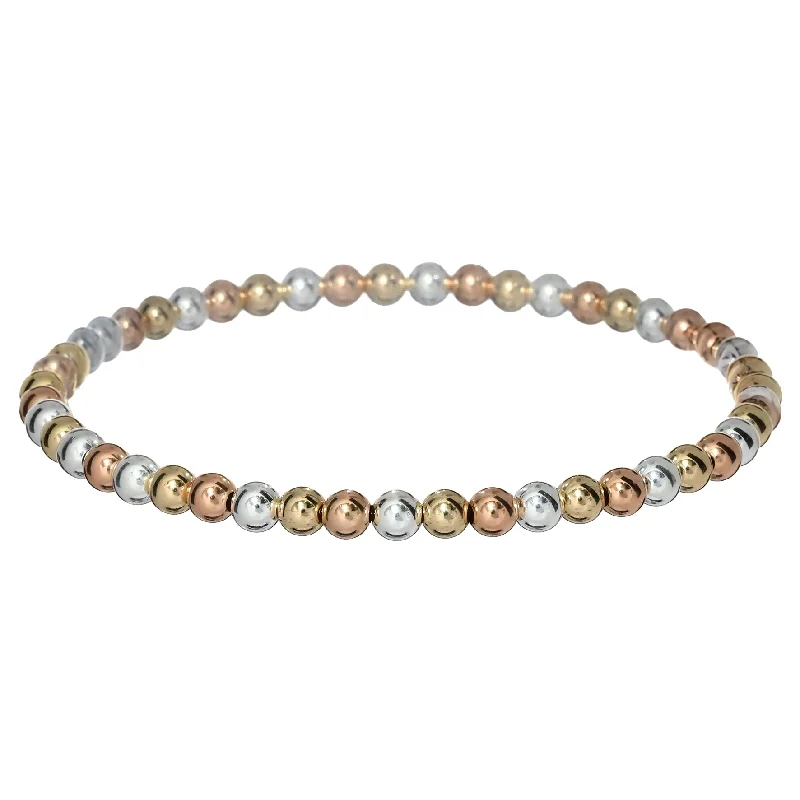 BARA BOHEME 14K Gold Filled 3-Tone Ball Bead Bracelet