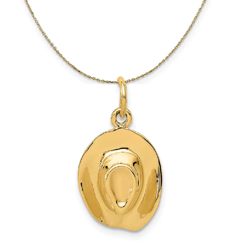 14k Yellow Gold Simple Cowboy Hat Necklace