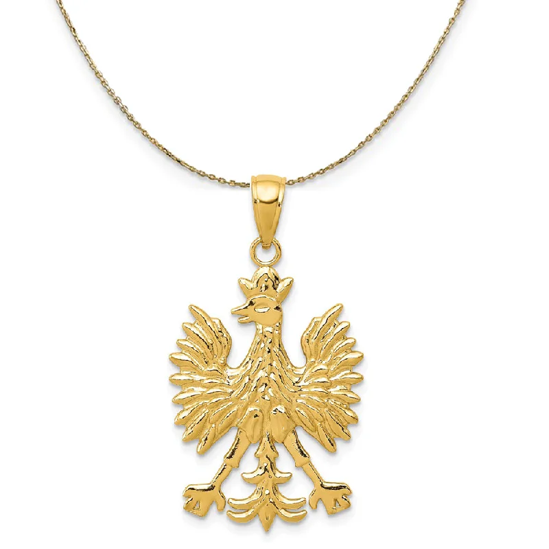 14k Yellow Gold Polish Eagle Necklace