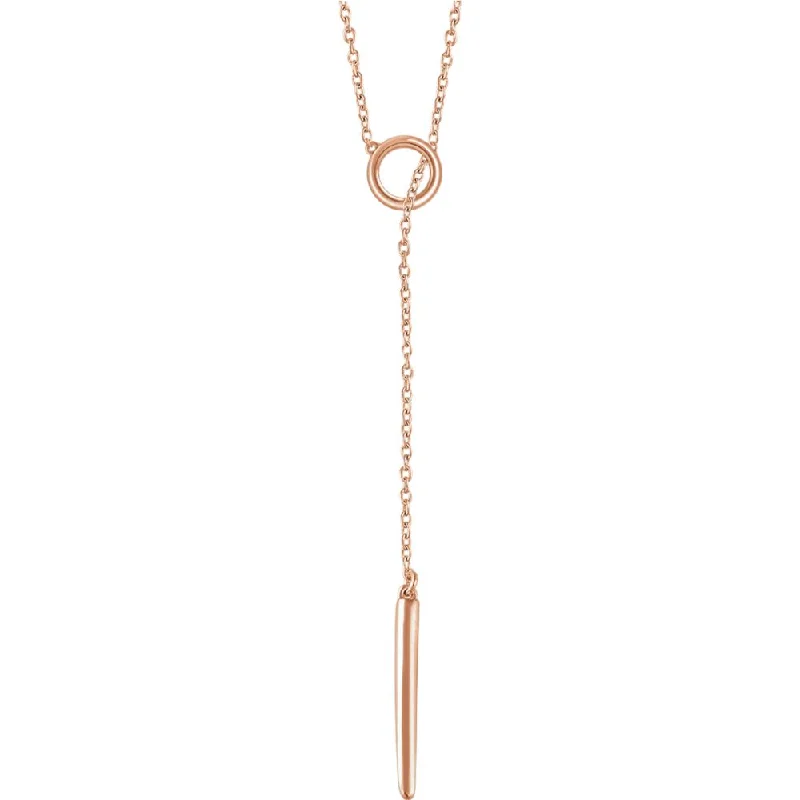 14k Yellow, White or Rose Gold Circle & Bar Lariat Necklace, 16-18 In.