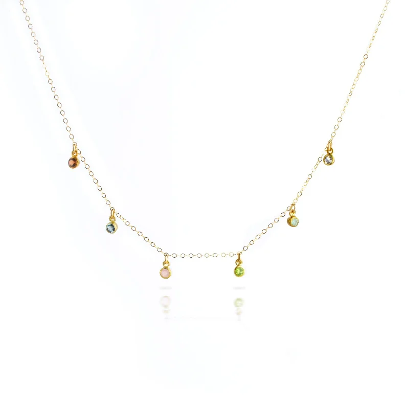 Minimalistic Dangling Birthstones Necklace