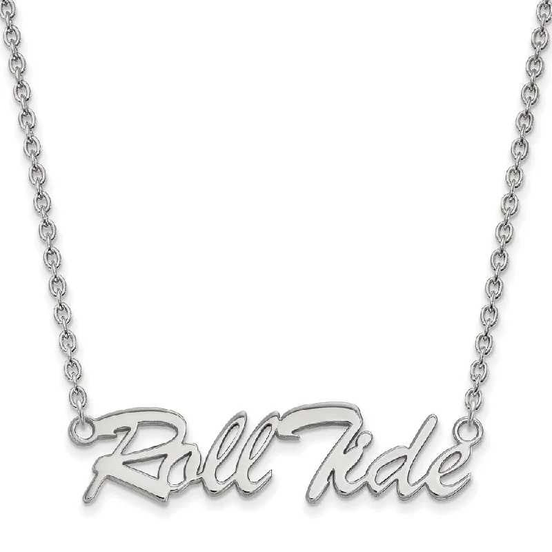 Sterling Silver U of Alabama Medium Script 'Roll Tide' Necklace