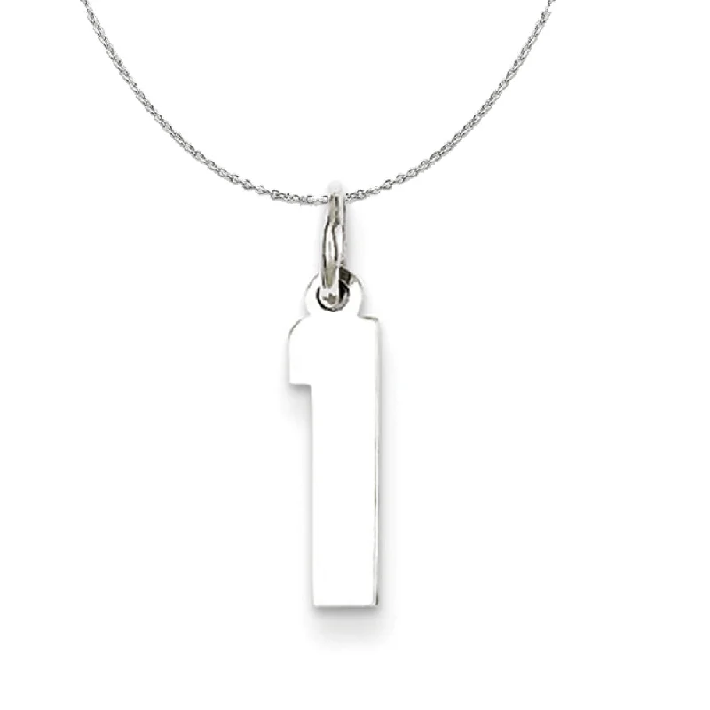 Sterling Silver, Athletic Collection, Small Polished Number 1 Necklace