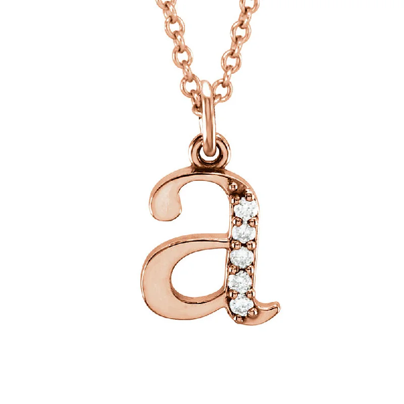 The Abbey 14k Rose Gold Diamond Lower Case Initial 'a' Necklace 16 In