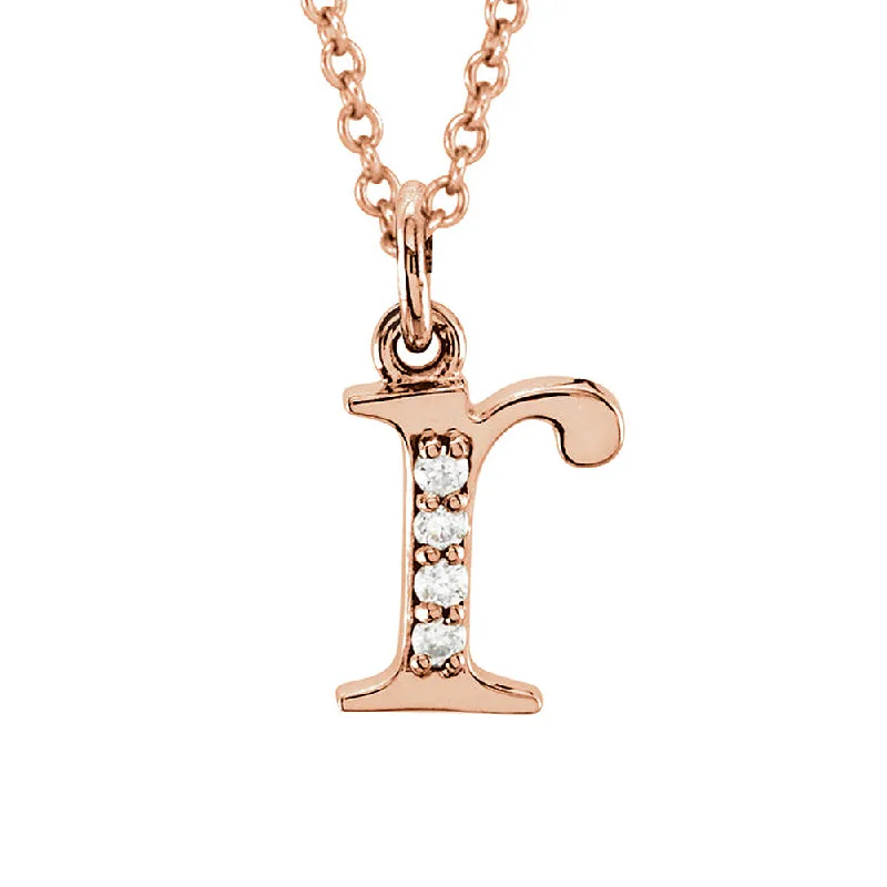 The Abbey 14k Rose Gold Diamond Lower Case Initial 'r' Necklace 16 In