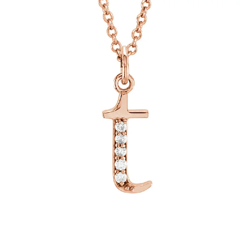 The Abbey 14k Rose Gold Diamond Lower Case Initial 't' Necklace 16 In