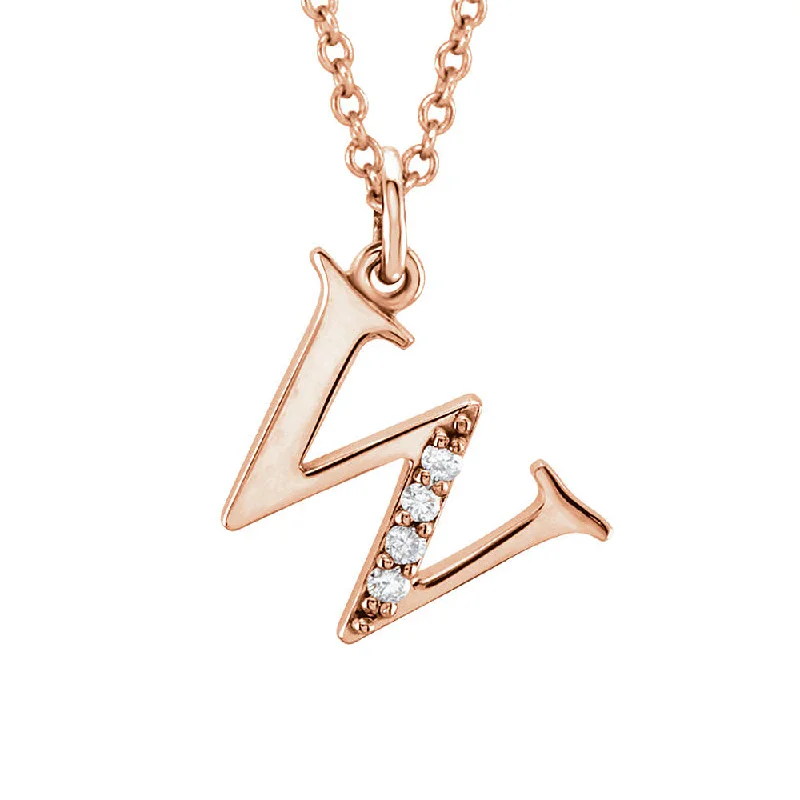 The Abbey 14k Rose Gold Diamond Lower Case Initial 'w' Necklace 16 In