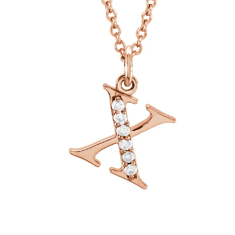 The Abbey 14k Rose Gold Diamond Lower Case Initial 'x' Necklace 16 In