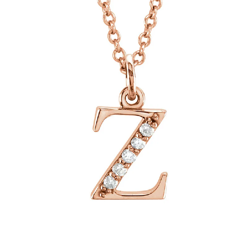 The Abbey 14k Rose Gold Diamond Lower Case Initial 'z' Necklace 16 In