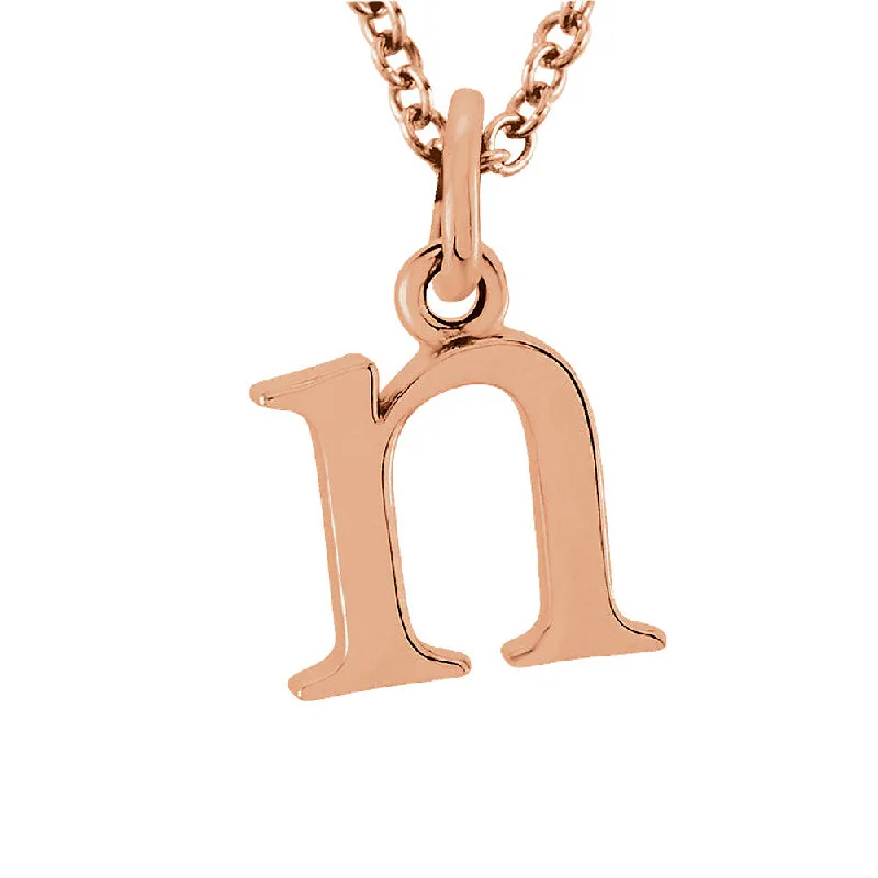 The Abbey Lower Case Initial 'n' Necklace in 14k Rose Gold, 16 Inch