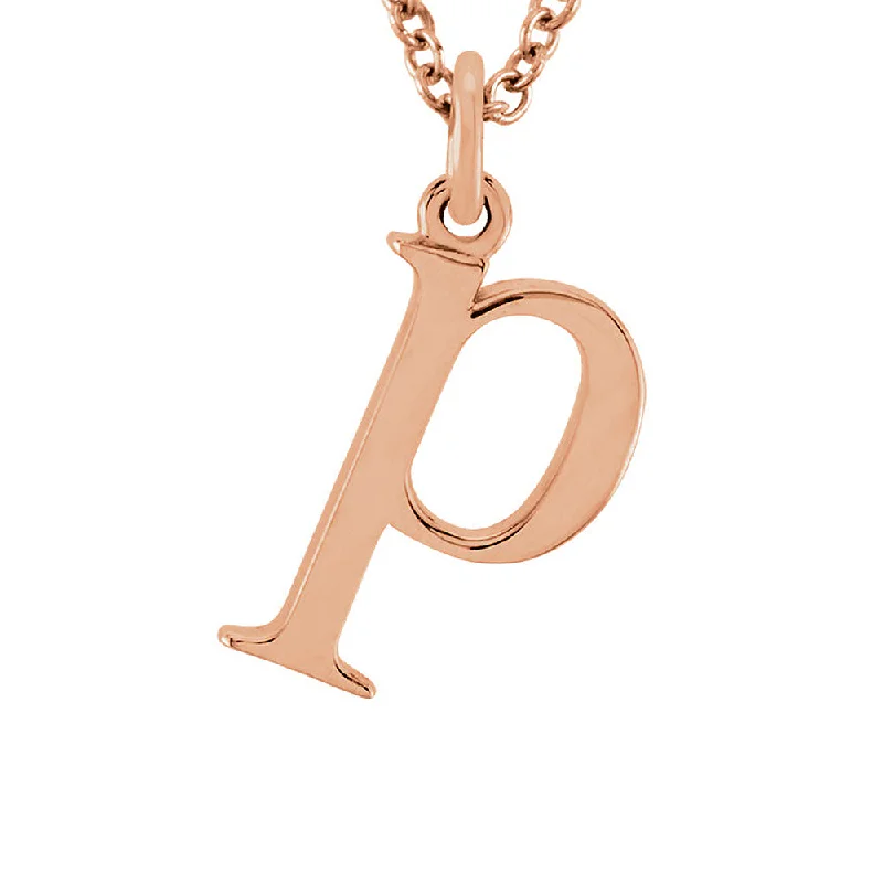 The Abbey Lower Case Initial 'p' Necklace in 14k Rose Gold, 16 Inch