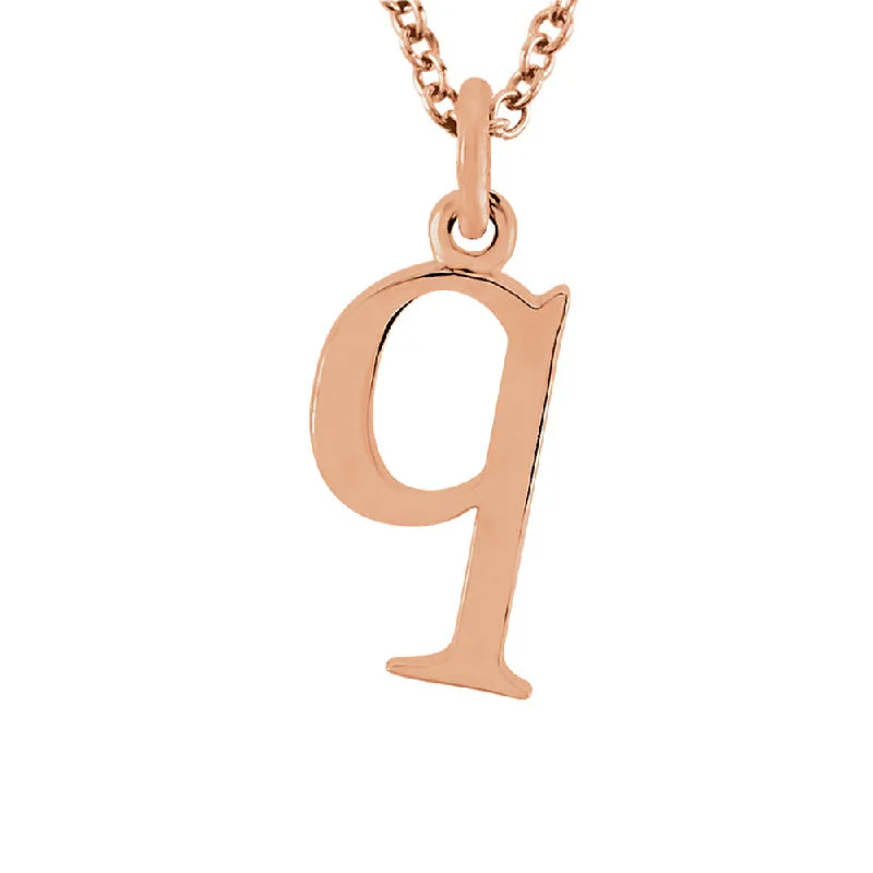 The Abbey Lower Case Initial 'q' Necklace in 14k Rose Gold, 16 Inch