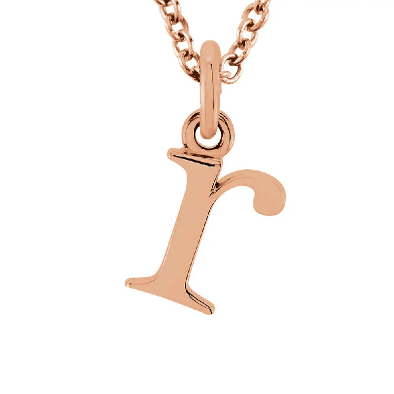 The Abbey Lower Case Initial 'r' Necklace in 14k Rose Gold, 16 Inch