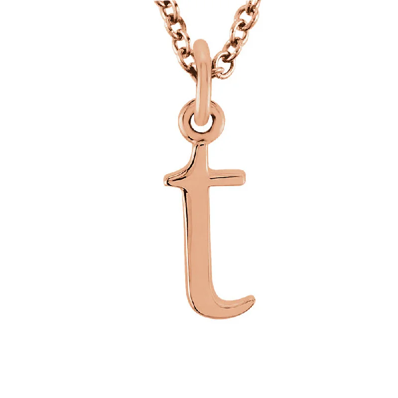 The Abbey Lower Case Initial 't' Necklace in 14k Rose Gold, 16 Inch