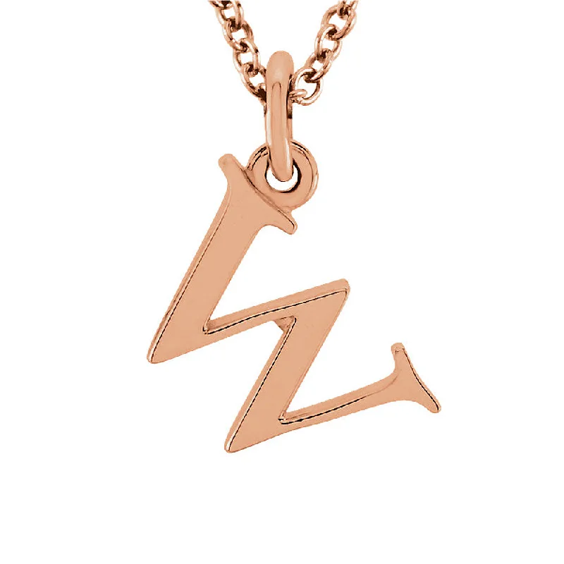 The Abbey Lower Case Initial 'w' Necklace in 14k Rose Gold, 16 Inch