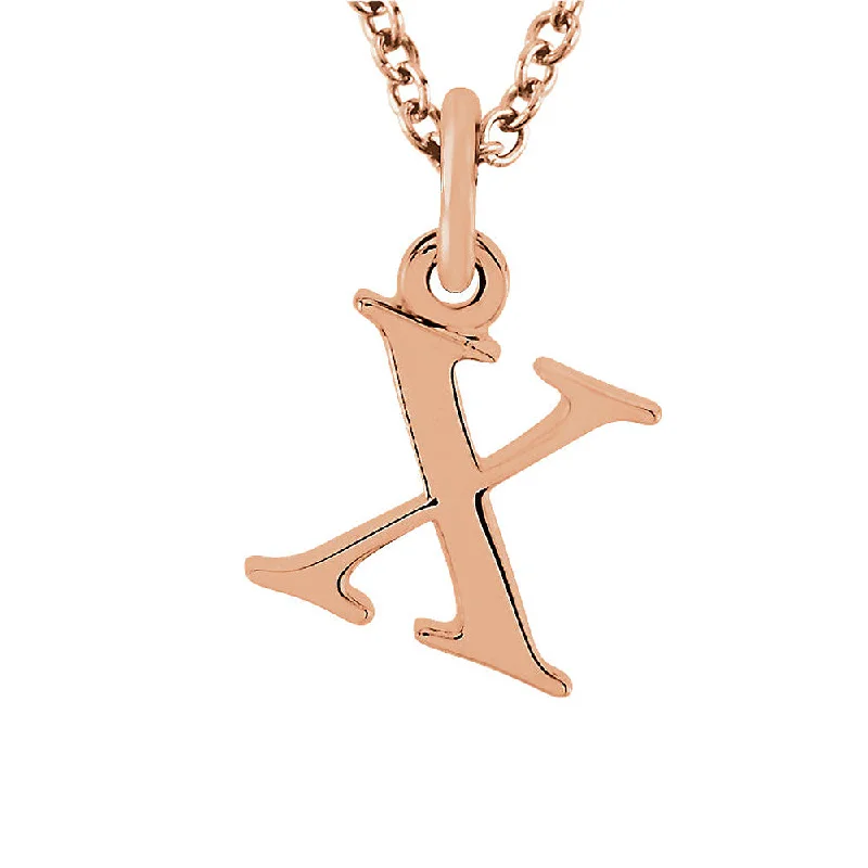 The Abbey Lower Case Initial 'x' Necklace in 14k Rose Gold, 16 Inch