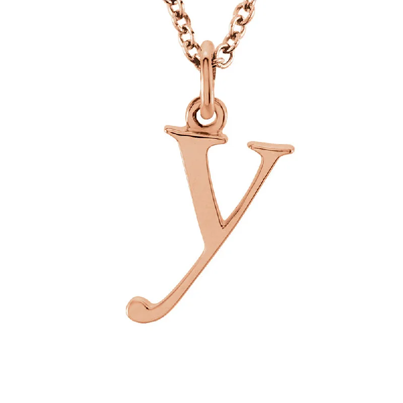 The Abbey Lower Case Initial 'y' Necklace in 14k Rose Gold, 16 Inch