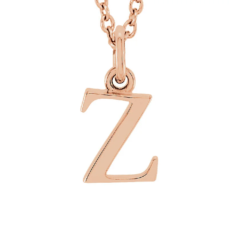 The Abbey Lower Case Initial 'z' Necklace in 14k Rose Gold, 16 Inch