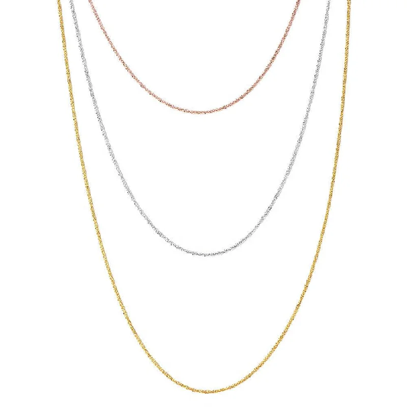 Silver 925 3 Toned 3 Strands Roc Chain Necklace - ARN00018TRI