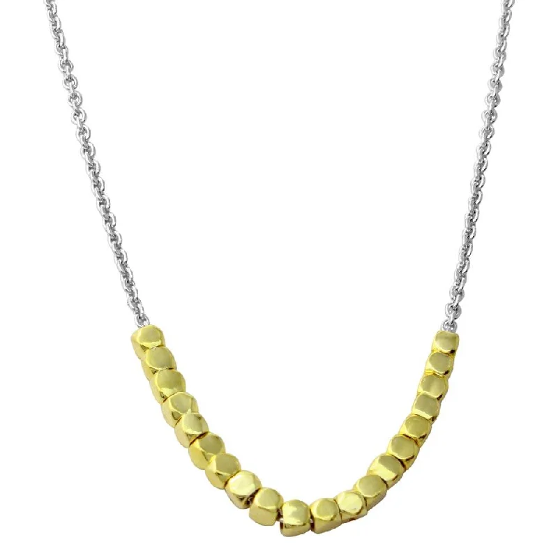 Gold and Rhodium Plated 925 Sterling Silver Necklace with Circle Hoops - DIN00082RH-GP