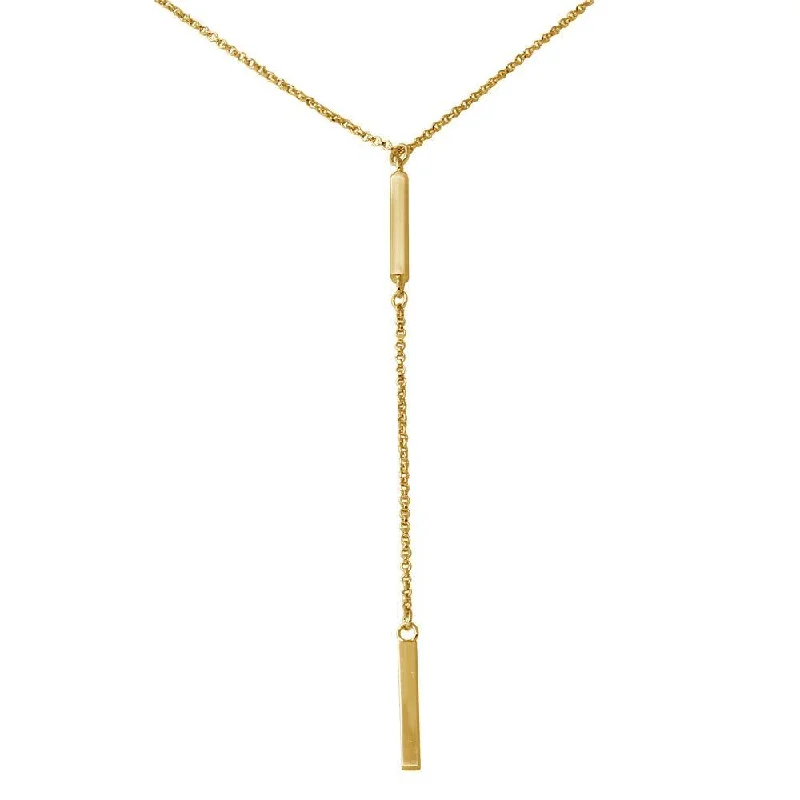 Gold Plated 925 Sterling Silver Bar Necklace with Dropped Bar - ARN00032GP