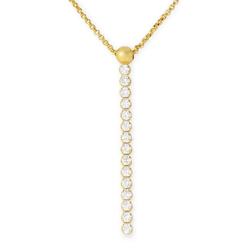 Silver 925 Gold Plated CZ Drop Necklace - ARN00019GP