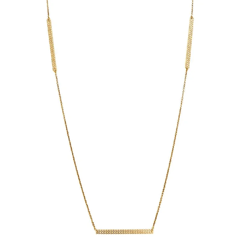 Gold Plated 925 Sterling Silver Diamond Cut Bars Necklace - DIN00019GP