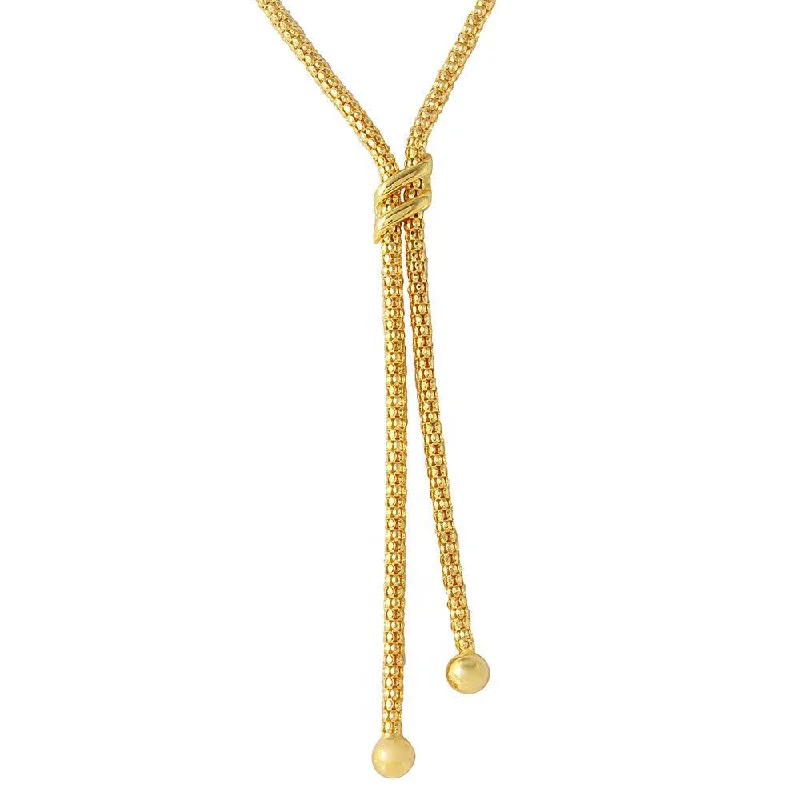 Silver 925 Gold Plated Drop Necklace with Double Sash - ARN00023GP