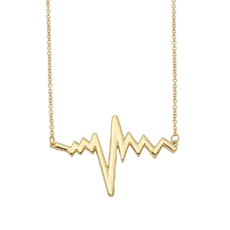 Gold Plated 925 Sterling Silver Heartbeat Necklace - GMN00026GP