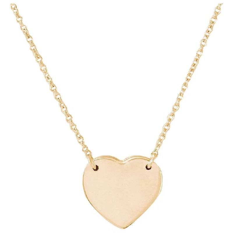 Silver 925 Gold Plated High Polished Heart Necklace - DIN00058GP