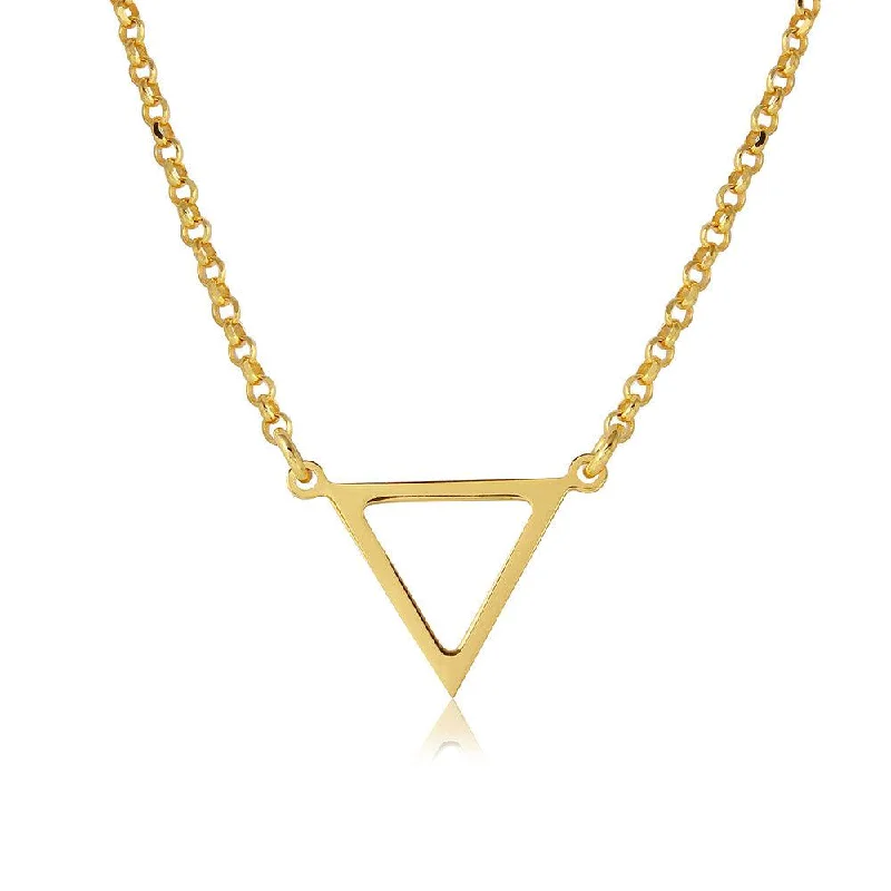 Silver 925 Gold Plated Open Triangle Charm Necklace - ARN00026GP