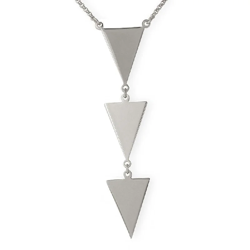 Silver 925 Rhodium Plated 3 Triangle Drop Necklace - ARN00022RH