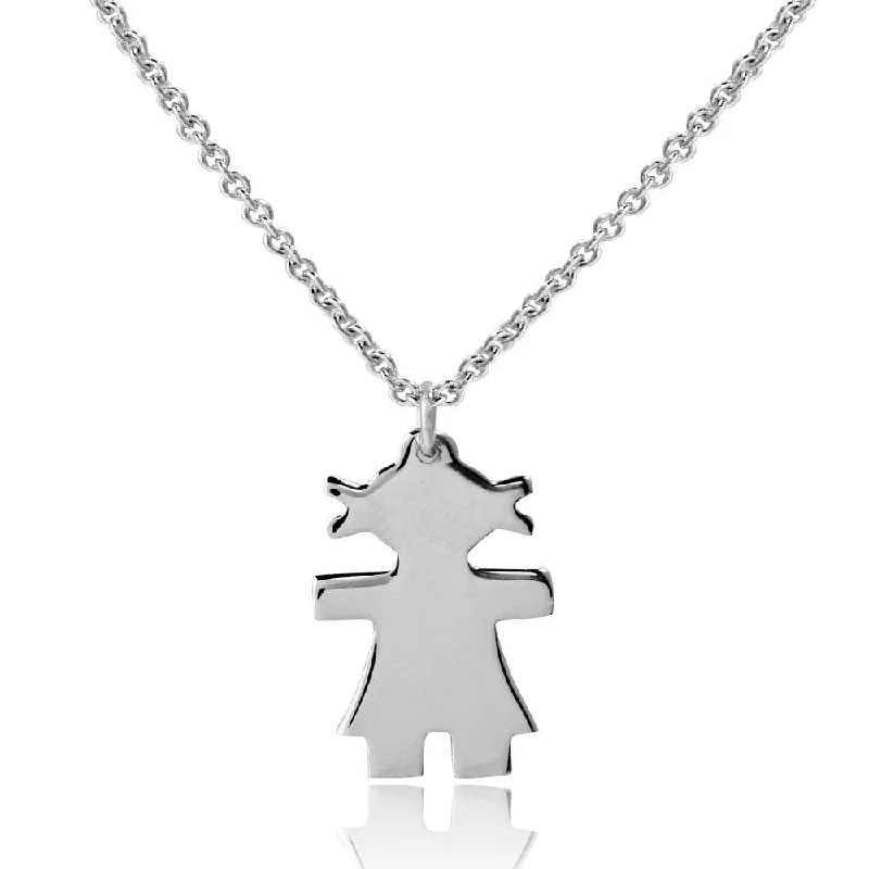 Rhodium Plated 925 Sterling Silver Baby Girl Necklace - DIN00063RH