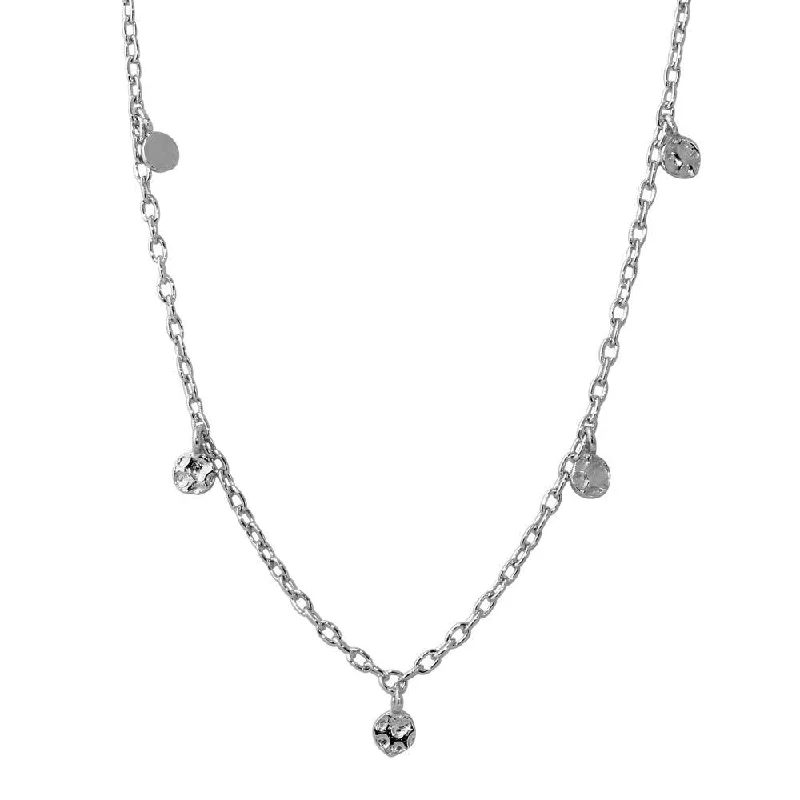 Rhodium Plated 925 Sterling Silver Dangling 5 Confetti Necklace - DIN00083RH