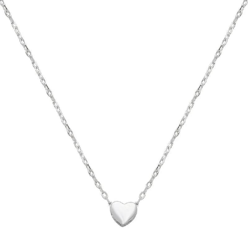 Rhodium Plated 925 Sterling Silver Small Heart Necklace - STP01543