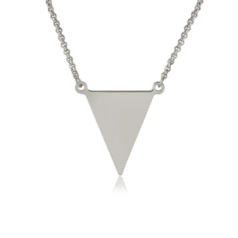 Silver 925 Rhodium Plated Triangle Charm Necklace - ARN00025RH