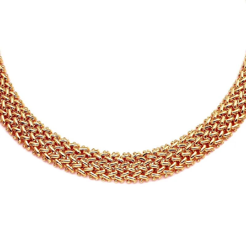 Rose Gold Plated 925 Sterling Silver Braided Necklace - DIN00061RGP