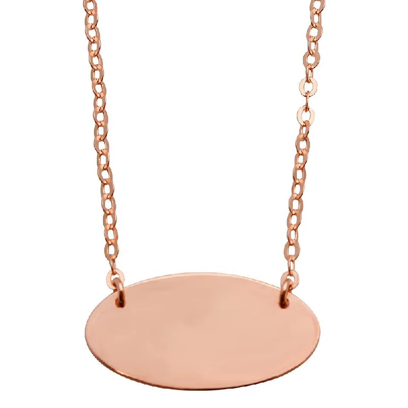 Rose Gold Plated 925 Sterling Silver Medium Oval Disc Necklace - DIN00032RGP