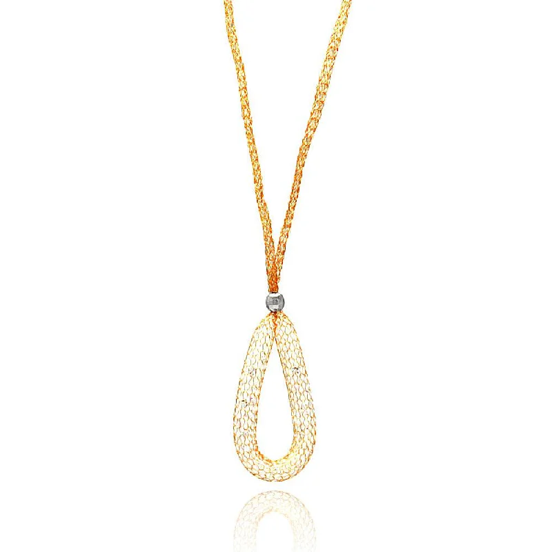 Rose Gold Plated 925 Sterling Silver Mesh Necklace and Dropped Mesh Teardrop with Filled CZ - ITN00077RGP