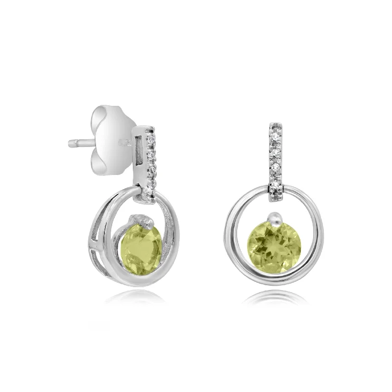 0.03ct Diamond and 0.94ct Lemon Quartz Stud Earrings set in 14KT White Gold / EB2027G