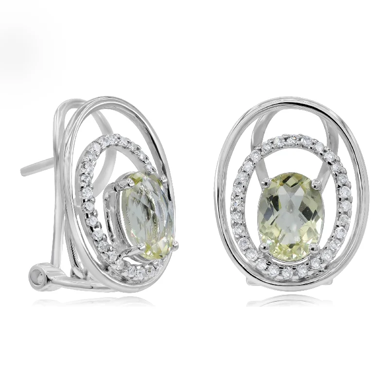 0.22ct Diamond and 1.48ct Lemon Quartz Stud Earrings set in 14KT White Gold / S17800L